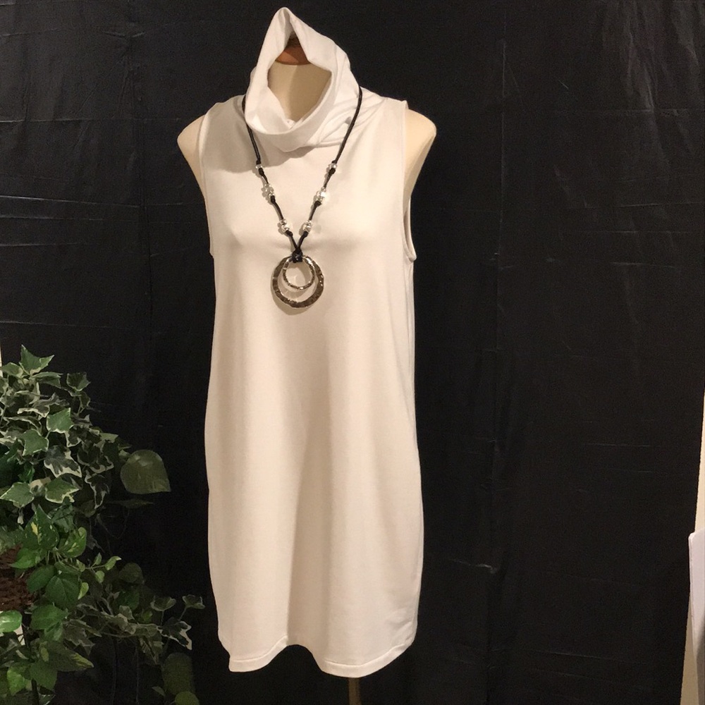 White Cowl Neck Dress NWOT
